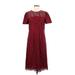 Draper James Casual Dress - A-Line High Neck Short sleeves: Burgundy Print Dresses - Women's Size 8