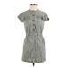 Banana Republic Factory Store Casual Dress - Shirtdress Crew Neck Short sleeves: Gray Print Dresses - Women's Size X-Small Petite