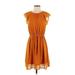 H&M Casual Dress - Mini Crew Neck Short sleeves: Orange Print Dresses - Women's Size 4