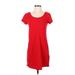 Beacan Cove Casual Dress - Shift Scoop Neck Short sleeves: Red Print Dresses - Women's Size Small