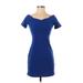 Minkpink Casual Dress - Mini: Blue Solid Dresses - Women's Size Small