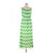 Eliza J Casual Dress - Midi Scoop Neck Sleeveless: Green Chevron/Herringbone Dresses - Women's Size 14