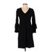 Ann Taylor Casual Dress - Sweater Dress: Black Dresses - Women's Size Small