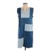 NANETTE Nanette Lepore Casual Dress - Shift V Neck Sleeveless: Blue Color Block Dresses - Women's Size Small