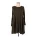 Mittoshop Casual Dress - A-Line Scoop Neck Long sleeves: Brown Print Dresses - Women's Size Medium