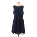 Marc New York Andrew Marc Cocktail Dress - A-Line: Blue Solid Dresses - Women's Size 8