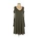 Aqua Casual Dress - A-Line Cold Shoulder Sleeveless: Green Print Dresses - Women's Size Small