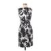 Ann Taylor Casual Dress - Sheath Crew Neck Sleeveless: Gray Floral Dresses - Women's Size 2