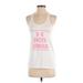 Under Armour Active Tank Top: White Graphic Activewear - Women's Size Small