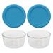 Pyrex (2) 7203 7-Cup Glass Bowls & (2) 7402-PC 6/7 Glass/Plastic in Blue | 9.75 H x 9.25 W x 12.25 D in | Wayfair 7203_7402-PC-BP_2