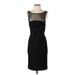 Calvin Klein Cocktail Dress - Sheath Boatneck Sleeveless: Black Print Dresses - Women's Size 2