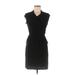 En Focus Studio Casual Dress - Mini V Neck Short sleeves: Black Print Dresses - Women's Size 6 Petite