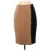 Ann Taylor Casual Pencil Skirt Knee Length: Tan Solid Bottoms - Women's Size 0