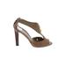 Gucci Heels: Slip-on Chunky Heel Boho Chic Brown Solid Shoes - Women's Size 37 - Peep Toe