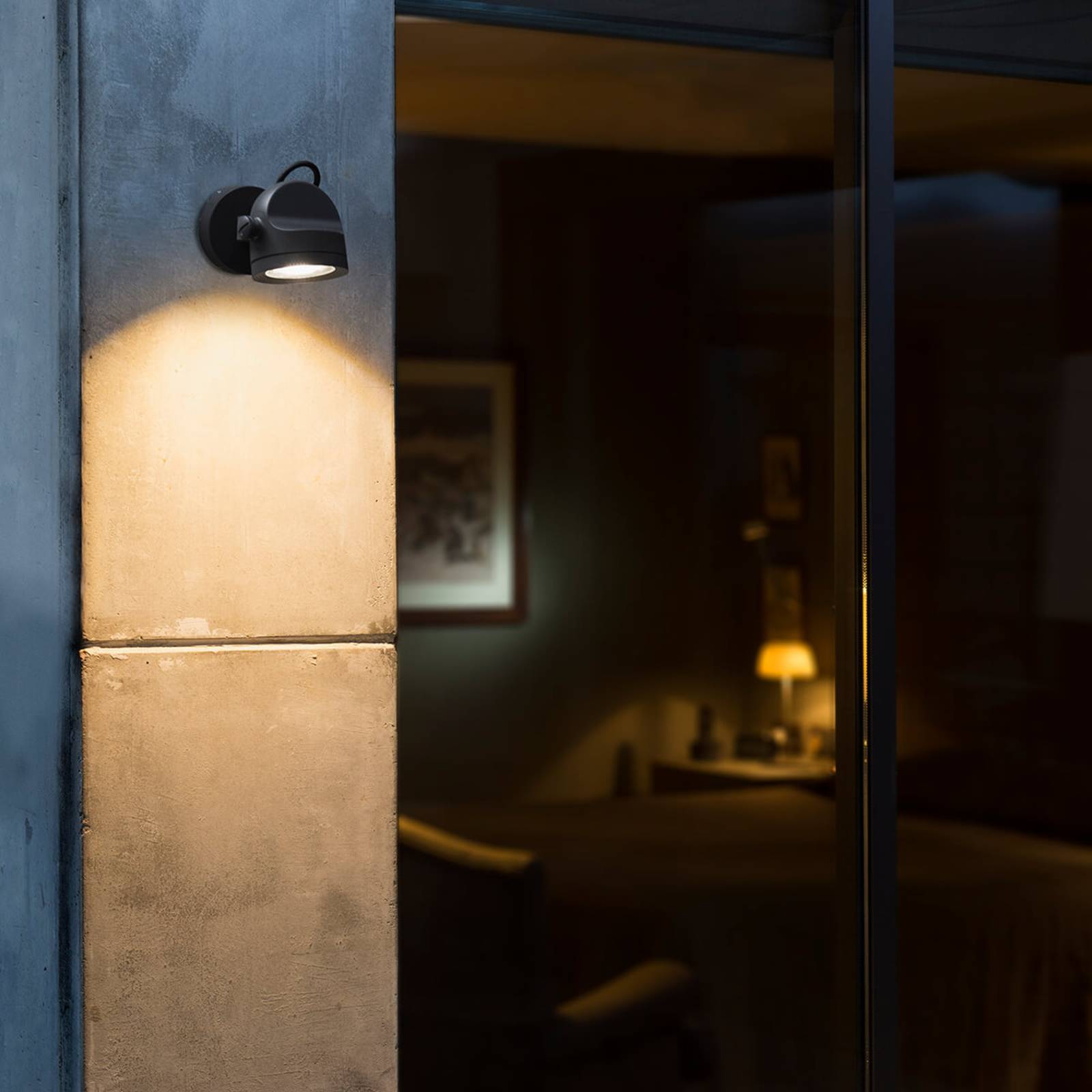 FARO BARCELONA Alfa - neigbarer LED-Außenwandstrahler, IP65 ALFA, schwarz, Aluminium, Modern, LED Außenleuchte