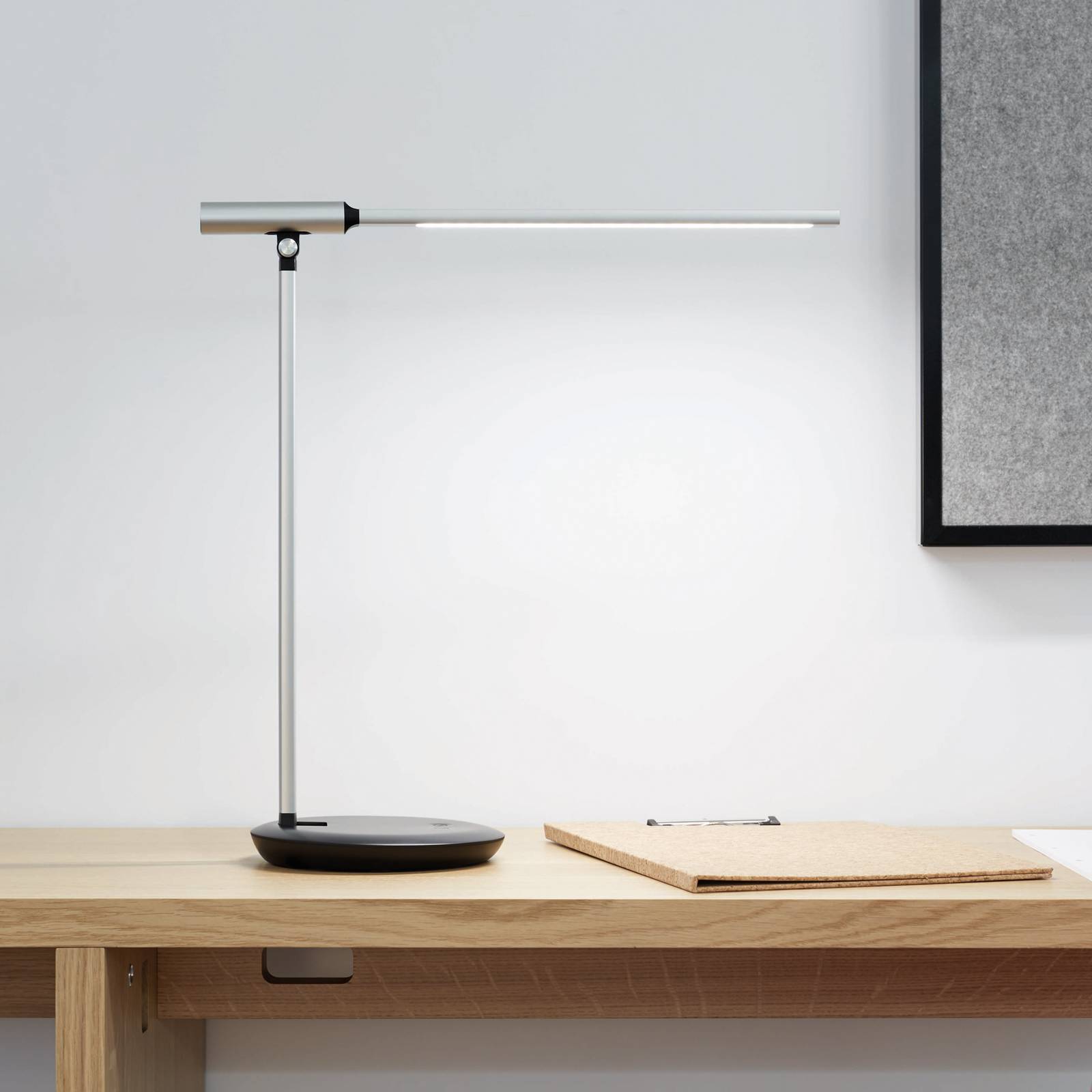 Maul LED Schreibtischlampe MAULrubia, dimmbar, alu / grau / zink, für Arbeitszimmer / Büro, Aluminium, Modern, LED Tischlampe