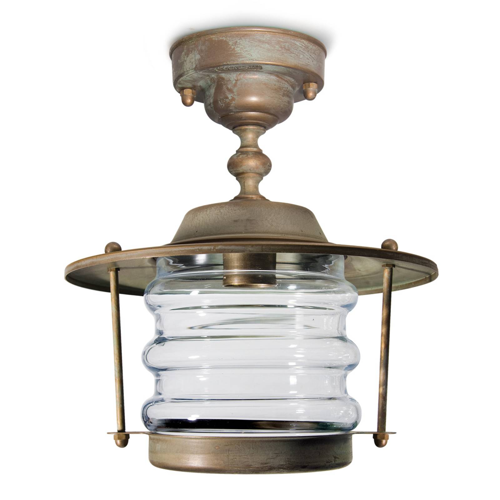 Moretti Luce Außendeckenleuchte Adessora seewasserfest Ø 22,5cm ADESSORA, bronze / altmessing, Messing, Antik, Deckenlampe