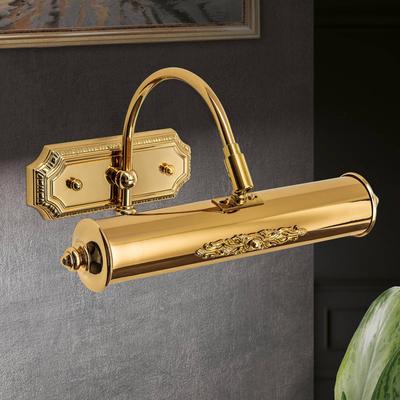 ORION Vergoldete Bilderleuchte Gustav aus Messing, 30 cm Gustav, dimmbar, messing / gold, für Wohn- / Esszimmer, Messing, Antik, Wandleuchte, Wandlampe Innen Image