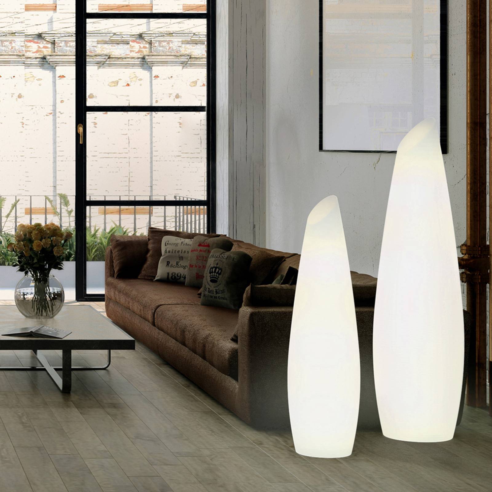 Newgarden Fredo LED-Stehleuchte, Akku, Höhe 170 cm Fredo, dimmbar, weiß / opal, Kunststoff