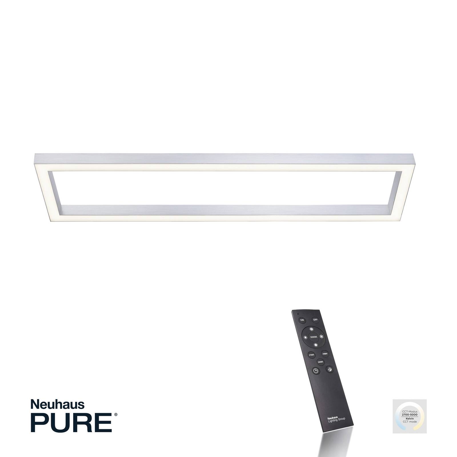 PURE LED Deckenlampe Lines Square, dimmbar, alu / grau / zink, für Wohn- / Esszimmer, Metall, Modern, LED Deckenleuchte