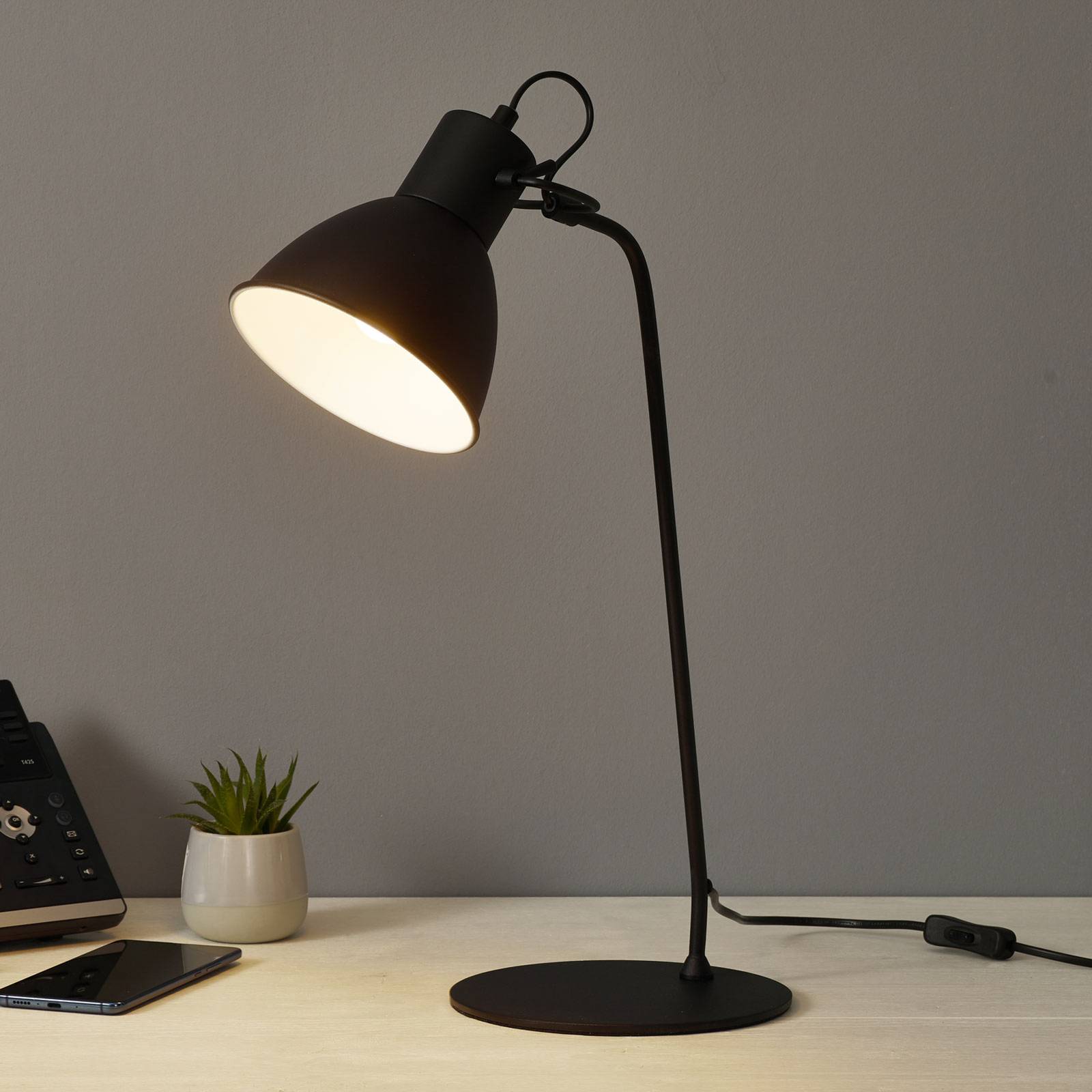 Lucide Schreibtischlampe Shadi, schwarz, für Arbeitszimmer / Büro, Metall, Modern, Tischlampe
