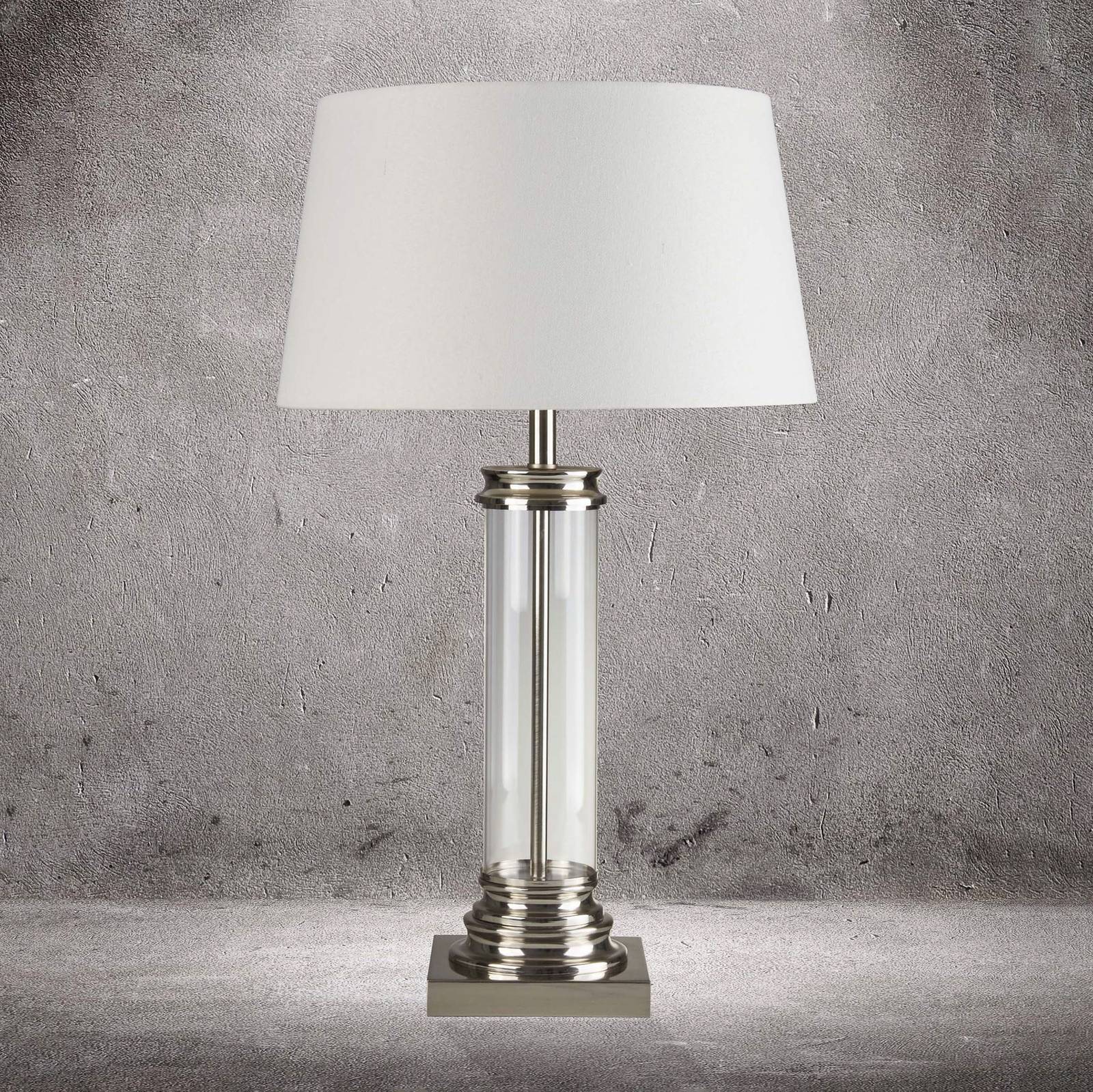 Searchlight Tischlampe Pedestal, chrom / silber, für Wohn- / Esszimmer, Textil / Stoff / Seide, Tischlampe