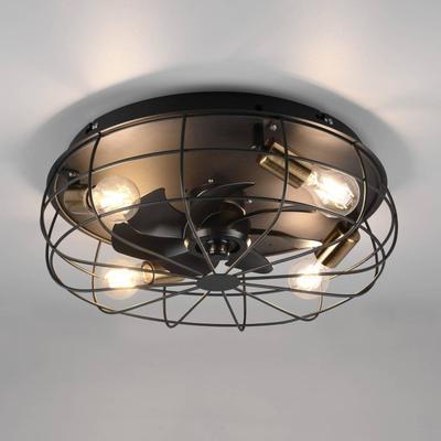 Reality Leuchten Deckenventilator Trondheim, Remote, 4xE27, schwarz Trondheim, schwarz, für Wohn- / Esszimmer, Metall, Modern Image