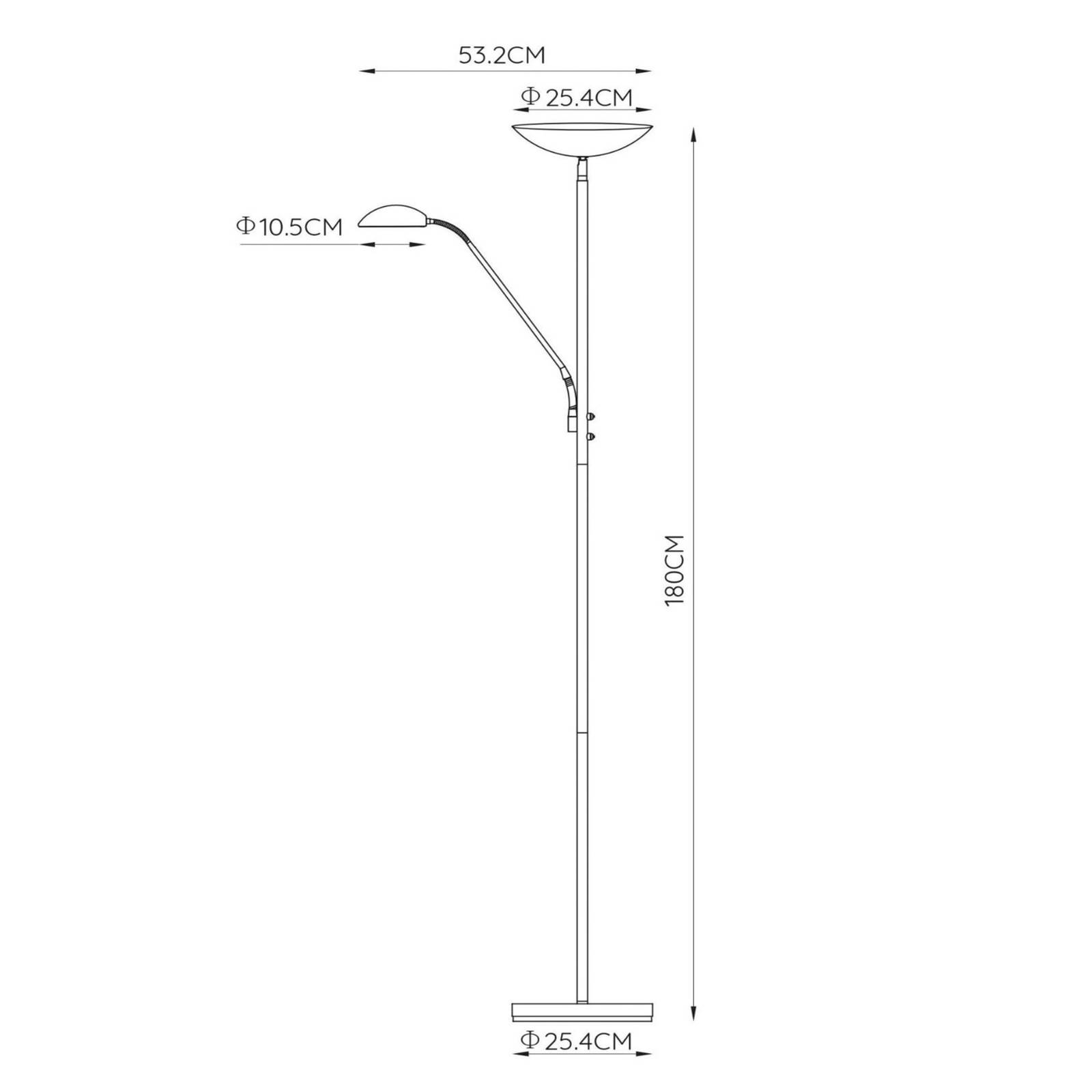Lucide Deckenfluter Zenith, dimmbar, schwarz, für Wohn- / Esszimmer, Metall, Modern, Stehlampe
