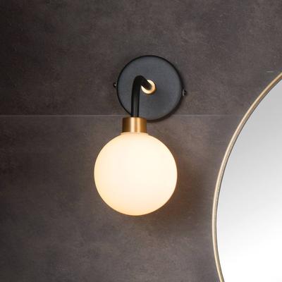 Lucide Wandlampe Berend, dimmbar, schwarz, für Badezimmer, Metall, Wandleuchte, Wandlampe Bad Image