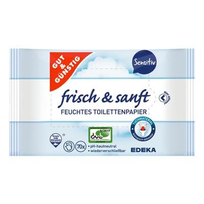 Feuchtes Toilettenpapier »frisch & sanft sensitiv« 1-lagig 140 Tücher weiß, Gut und Günstig