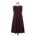 Ann Taylor LOFT Casual Dress - A-Line Crew Neck Sleeveless: Burgundy Dresses - Women's Size 2X-Small