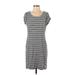T by Talbots Casual Dress - Sheath Scoop Neck Short sleeves: Gray Print Dresses - Women's Size Small