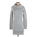 French Connection Casual Dress - Sweater Dress High Neck Long sleeves: Gray Print Dresses - Women's Size Small