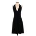 White House Black Market Casual Dress - A-Line Halter Sleeveless: Black Print Dresses - Women's Size 2