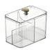 Washranp Cosmetics Storage Box with Lid Clear Acrylic Dustproof Cotton Ball and Swab Holder Organizer 3 Compartment Make Up Pad Container