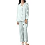 Wyongtao Pajama Sets for Women Soft Button Down Silk Satin PJS Long Sleeve Shirt Pajama Pants Sleepwear Green XL