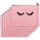 6 Pack Eyelash Cosmetic Bags Canvas Lash Makeup Bag Travel Make up Pouches Toiletry Bag with Zipper for Women and Girls - Pink