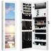 HBBOOMLIFE LED Jewelry Cabinet Wall Mounted Door Hanging Lockable Jewelry Armoire with 47.2 Full Length Mirror Foldable Makeup Tray Lipstick Brush Holders Jewelry Organizer