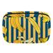 OWNTA Summer Fruit Banana Yellow Navy Stripe Pattern Cosmetic Storage Bag with Zipper - Lightweight Large Capacity Makeup Bag for Women - Includes Small Personalized Transparent Bag