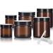 6 Piece Amber Glass Straight Sided Jar Multi Size Set : Includes 2-1 Oz 2-2 Oz And 2-4 Oz Amber Glass Jars With Black Lids + Spatulas For Aromatherapy Essential Oils Travel And Home