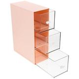 Stackable Storage Box Makeup Desktop Pink Organizer Plastic Drawer Containers with Drawers Locker Abs Office