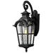 25 1-Light Farmhouse Black Outdoor Wall Lantern Sconce Large Patio Wall Light Fixture with Water Grain Glass Black Finish