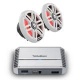 Rockford Fosgate - M2-65 6.5 White Marine Color Optix Coaxial with Punch Marine Series PM500X2 Amplifier