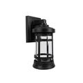 Wave Lighting 7.1 in. D x 12.75 in. H x 5.75 in. W 1-Light Black Outdoor Round Wall Lantern Sconce with Durable Clear Acrylic Lens