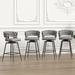 Glavbiku Toweling Woven Bar Chairs Set of 4 360 Swivel Bar Stools with Back and Footrest Gray