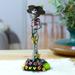 The Eternal Catrina,'Handcrafted Floral Silver Catrina Sculpture on Floral Base'