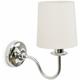 Traditional Wall Light Fitting Fabric Lampshade Lamp - Chrome + LED Bulb