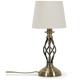 Traditional Table Lamp Metal Base Fabric Tapered Lampshade Light - Antique Brass + led Bulb