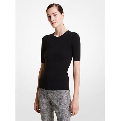 Michael Kors Cashmere Three-Quarter Sleeve Sweater Black M
