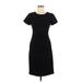 BCBGMAXAZRIA Casual Dress - Sheath Scoop Neck Short sleeves: Black Print Dresses - Women's Size 8